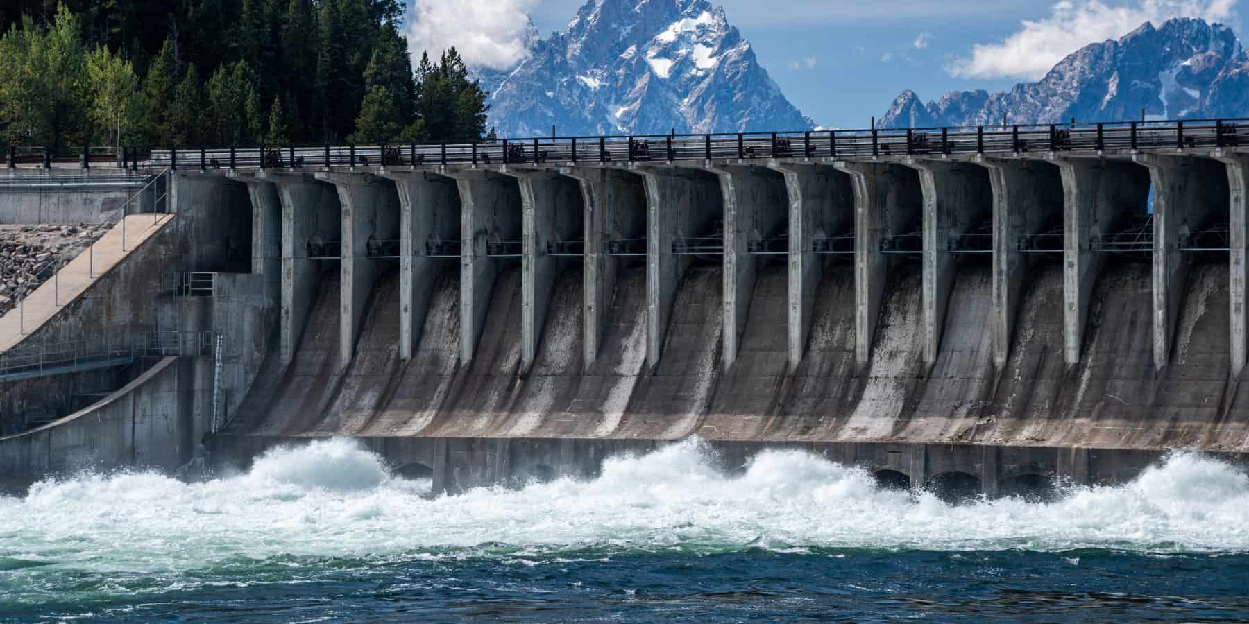 image of dam and mountains