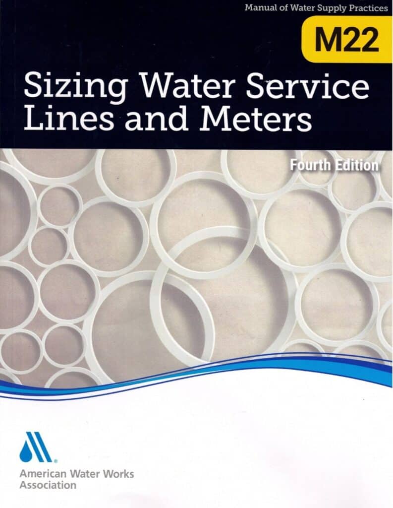 Cover of the book Sizing Water Service Lines and Meters, Fourth Edition, published by the American Water Works Association.