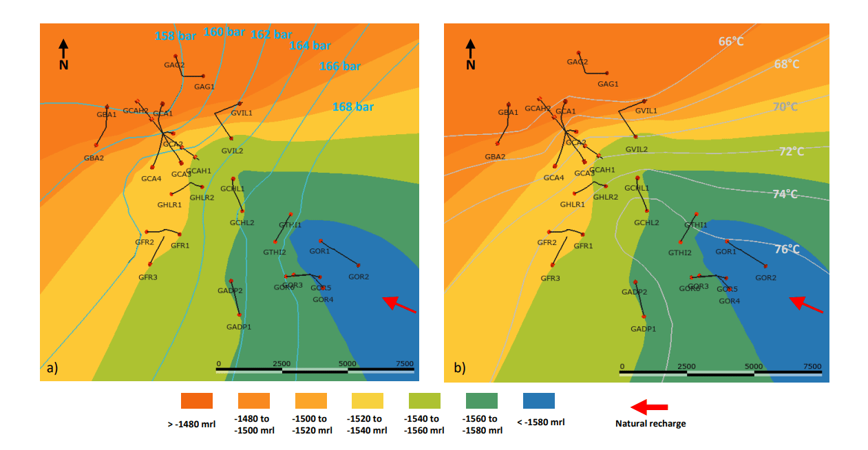 image of representation of the geothermal wells and the sedimentary reservoir rock types underneath the South Paris area.