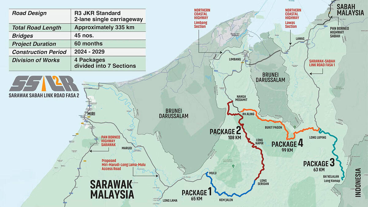 Locality map and details of the Sarawak Sabah Link Road 2 Project.