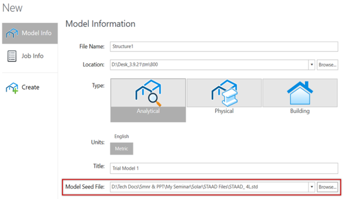 Seed file use in STAAD