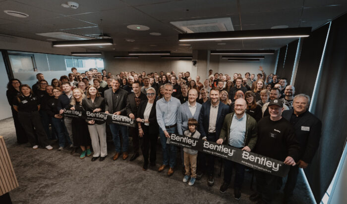 Members of the Bentley Systems team at the ribbon cutting event at the company’s new office in Vilnius, Lithuania