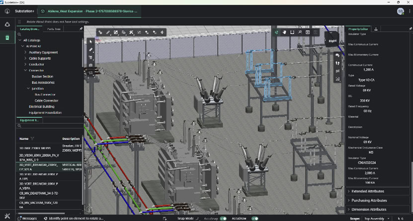 Bentley's OpenUtilities Substation+ is a new application that brings digital twin and AI-powered capabilities to substation design. (Image courtesy of Bentley Systems)