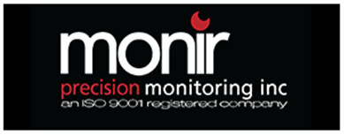 Monir Precision Monitoring Inc. logo, featuring the tagline "an ISO 9001 registered company," displayed on a black background, highlights Monir's commitment to precision monitoring.