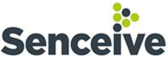 Senceive logo with the word “Senceive” in bold black letters and five dots forming a triangle above the letter “i”.