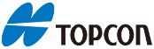 Logotipo da TOPCON em um fundo cinza.