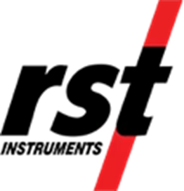 A black abstract shape with two diagonal red bars, one at the top right and one at the bottom left, on a transparent background.