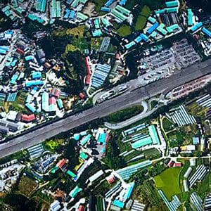 Vue aérienne d'une ville