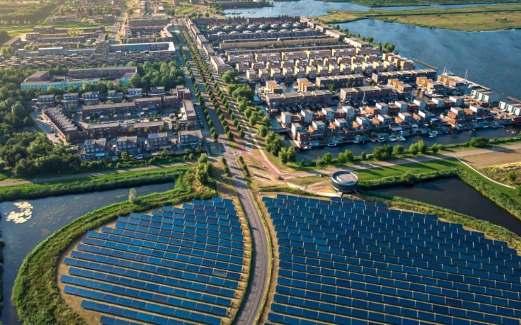 Solar farm near town
