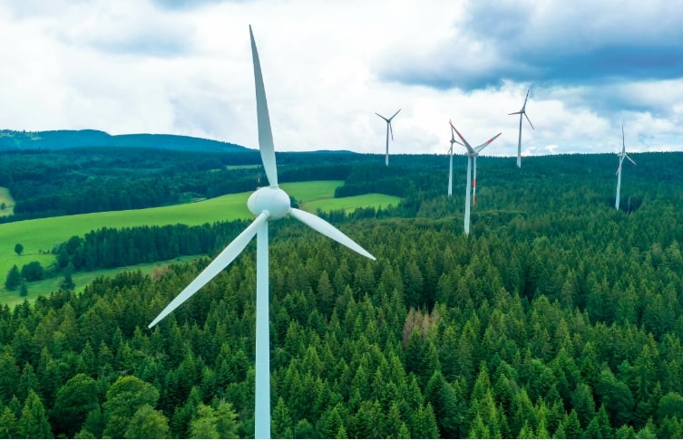 Wind turbines in forest