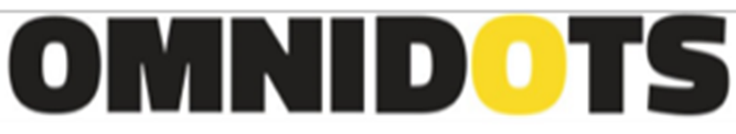 The image shows the word "OMNIDOTS" in bold black capital letters, with the letters "O" and "T" in yellow.