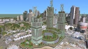 Image Minecraft d'un paysage urbain