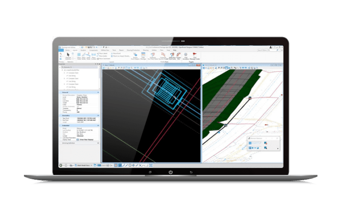 Erstellung von Modellen aus 2D-Artefakten und externen Daten, durch stationäre und instationäre Hydraulik und Hydrologie mit OpenRoads Designer auf einem Laptop