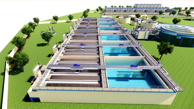 Digital rendering of water treatment plant