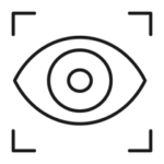 Line drawing of an open eye within a square frame, perfect for eBook illustrations or enhancing your MicroStation designs.