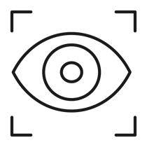 Line drawing of an open eye within a square frame, perfect for eBook illustrations or enhancing your MicroStation designs.