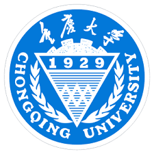 Blue and white circular logo of Chongqing University featuring a triangle with "1929", laurel branches, and Chinese characters at the top.