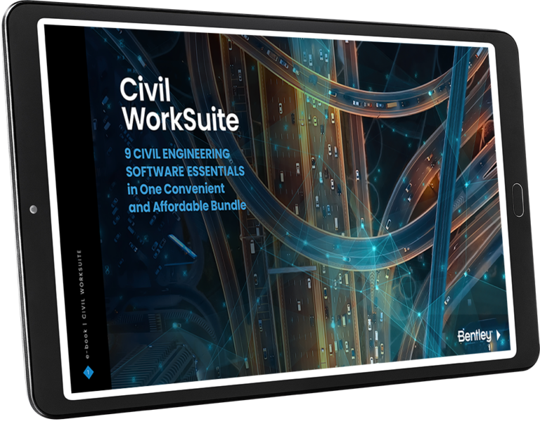 A tablet with the cover of civil work suite, perfect for Civil Engineering professionals who need Software Essentials.