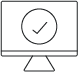 Icon of a computer monitor with a large checkmark in a circle on the screen, symbolizing success in content operations or mastery of SEO strategies.