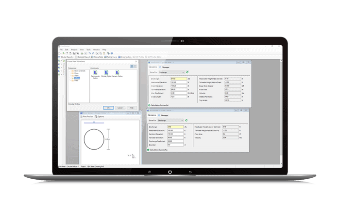 OpenFlows FlowMaster Computer Software Screen Mockup | Bentley Systems | Infrastructure Engineering Software Company OpenFlows FlowMaster Computer Software Screen Mockup
