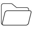 Outline drawing of a folder icon. The folder is slightly open and oriented towards the right, resembling the organized approach used in structural projects control. The drawing is simple and minimalist.