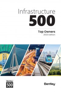 Umschlag der Broschüre 2023 für die bedeutendsten Eigentümer – Bentley Infrastructure 500.