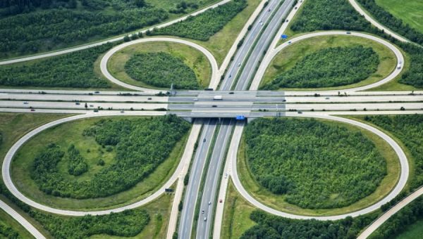 Aerial view of highway