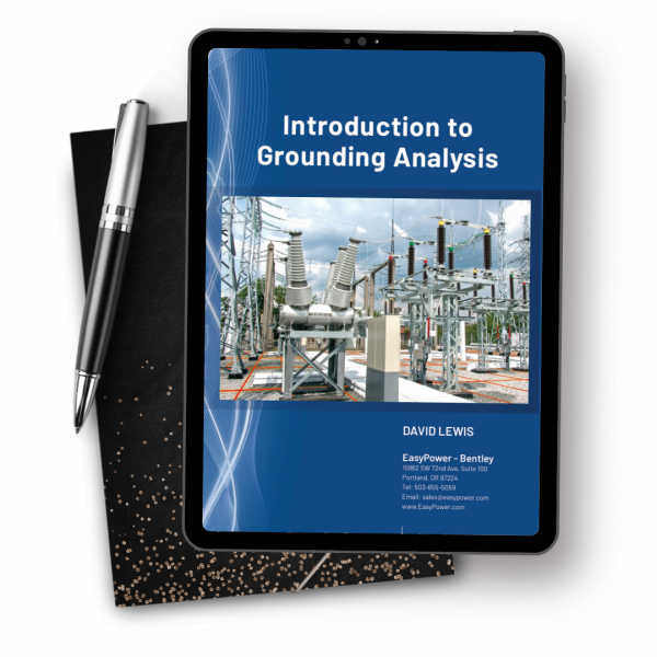Tablet displaying a book titled "Introduction to Grounding Analysis" by David Lewis. It rests on a black notebook with a silver pen.
