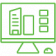 A computer monitor displaying a green icon as part of its infrastructure.
