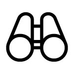 Simple black outline of binoculars on a white background.