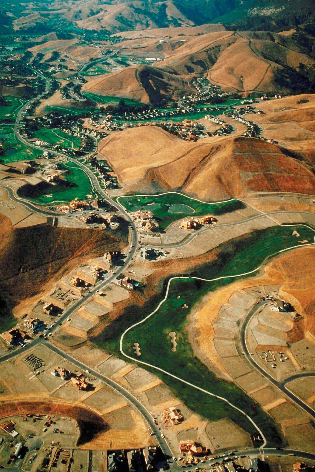 aerial view open site housing construction plan