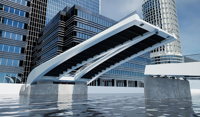 Obraz mostu South Dock Bridge nad rzeką w projekcie firmy Arcadis