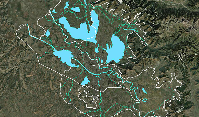 A map showing the drainage system in Srinagar City