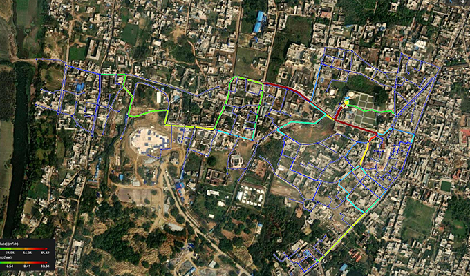 Ein Satellitenbild der Stadt Ayodhya