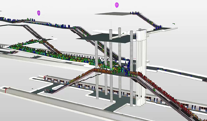 道路と相互接続する複数の橋の 3dモデル