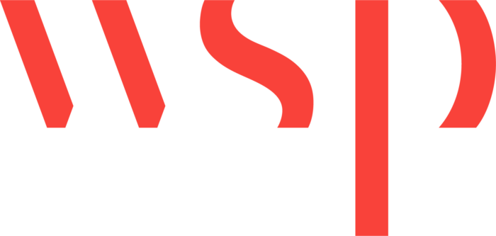 A red stylized "WSP" logo on a white background, featuring abstract curves and vertical lines, reminiscent of an OpenPaths AGENT's dynamic flow.