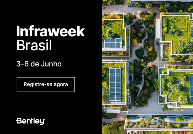 Join Infraweek Brasil, June 3-6! Explore the future of infraestrutura with our exclusive event promo. Register now and view an aerial showcase of Brazil’s modern buildings, greenery, and solar panels.