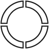 A black and white geometric pattern featuring four quarter-circle segments arranged symmetrically around a central point, forming a circular shape—perfect for adding a modern touch to your thank you page.