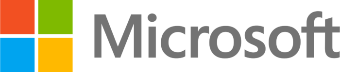 Logo di Microsoft su sfondo bianco.