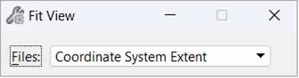 A close-up screenshot of a software interface showing a dropdown menu labeled "Coordinate System Extent" with the "Fit View" option selected.