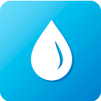 The water drop icon on a blue square, designed to prevent catastrophic events using OpenFlows HAMMER.