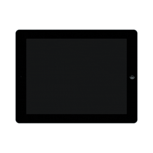 Black tablet with a blank screen on a dark background, showcasing OpenFlows savings flow.
