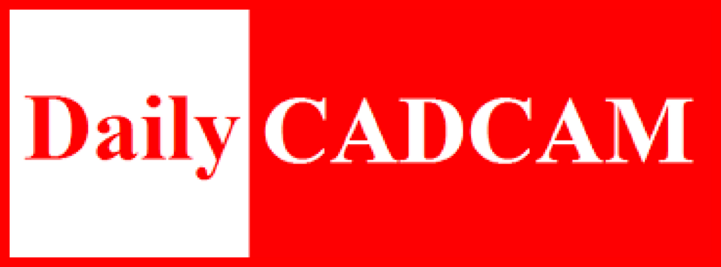 Logo di daily cadcam su sfondo rosso.