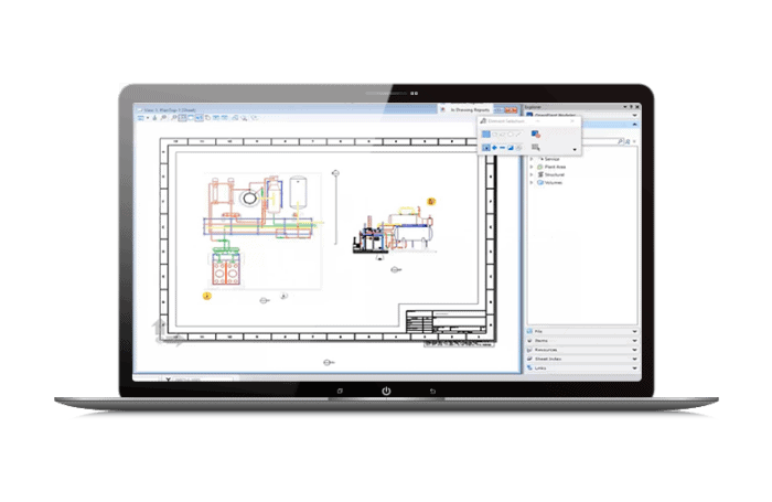 Computerbildschirm zeigt die Anlagendokumentation in OpenPlant Isometrics Manager