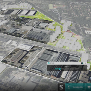 an aerial view of Siemensstadt Square in Berlin using OpenCities software