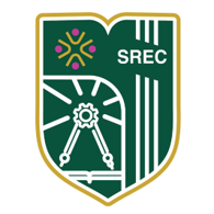 Green and gold shield-shaped logo featuring "SREC" text, geometric and gear designs, and stylized lines and dots in the upper left corner, reflecting the excellence of Indian education through innovative school logos.