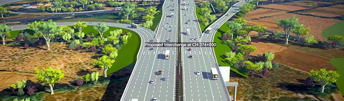 뭄바이 바도다라 고속도로의 디지털 렌더링