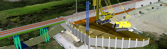 digital rendering of railway bridge under construction