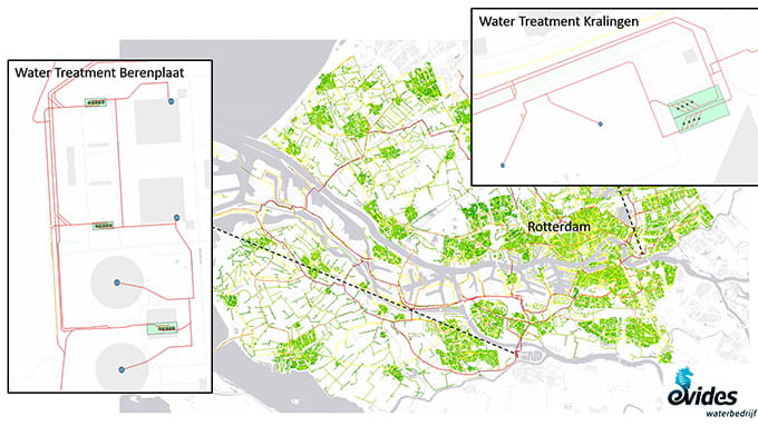 mappa che mostra l'ubicazione degli impianti di trattamento delle acque