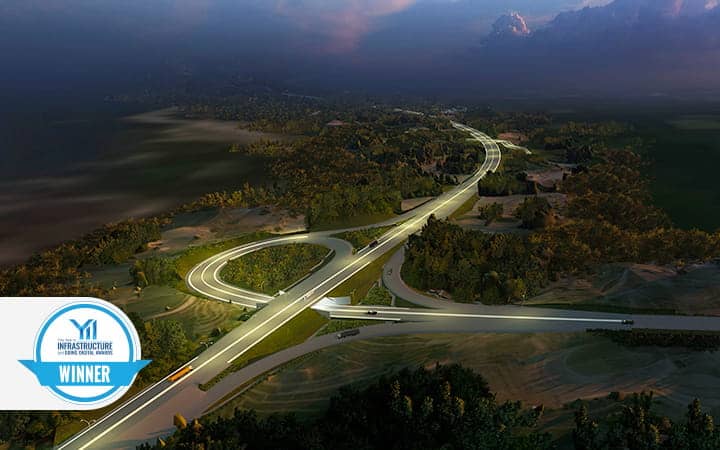 Imagen aérea de la autopista de peaje Trans Sumatera